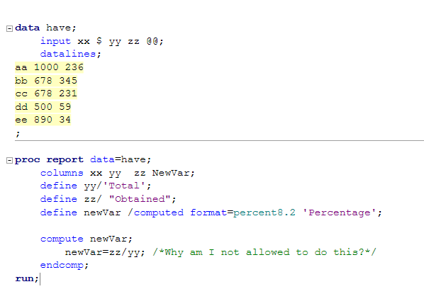 Solved: Proc report- 'Compute' computed missing values! - SAS Support ...