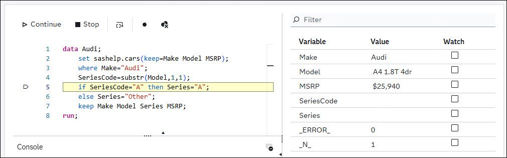 Using the DATA Step Debugger in SAS Studio on SAS Viya