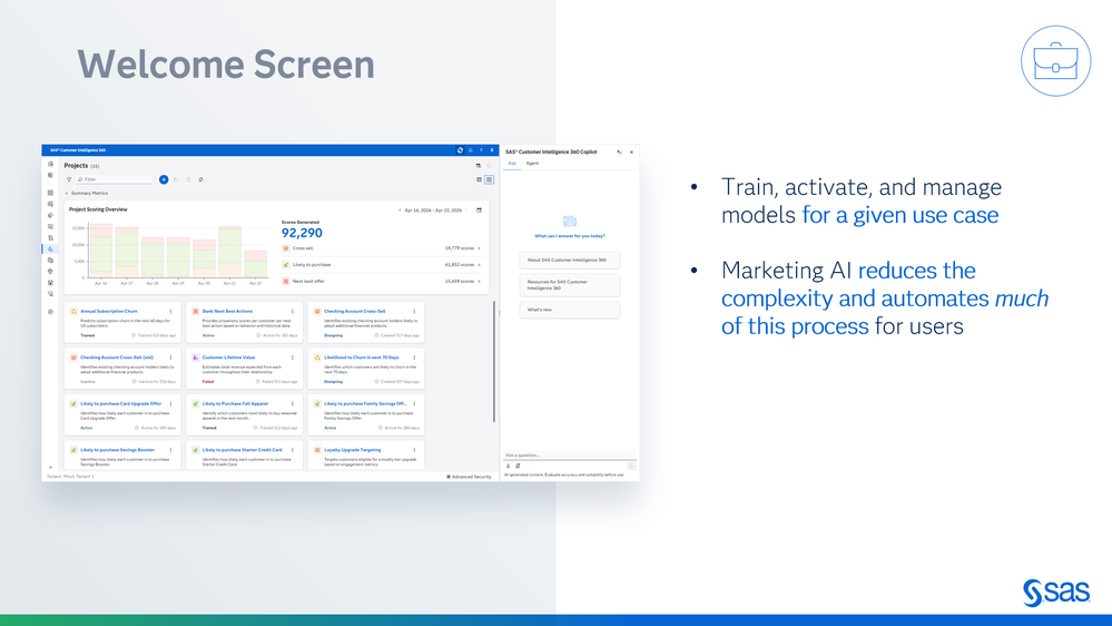 Image 10: SAS 360 Marketing AI - Project user home screen
