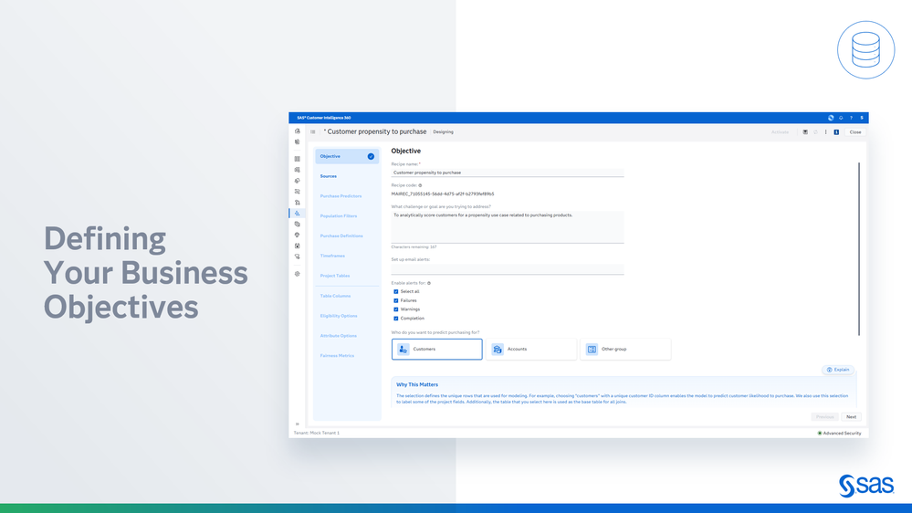 Image 6: Defining business objectives for customized recipe