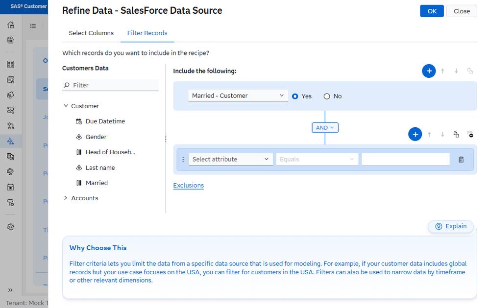 Image 12: Filter criteria enables users to limit the data from a specific source