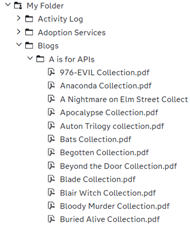 Folder containing PDFs of all collections