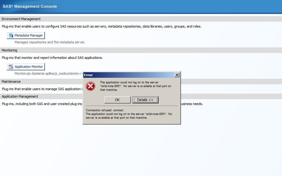 Solved: The application could not log on to the server. SA... - SAS Support  Communities