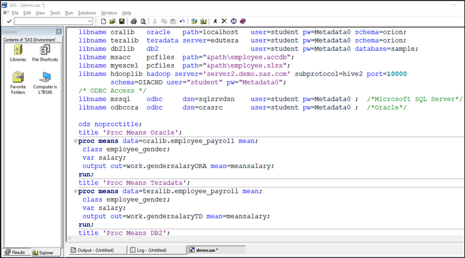 Screen shot of SAS/ACCESS software.