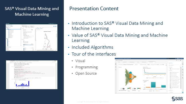 Afbeelding van SAS Visual Data Mining tools.
