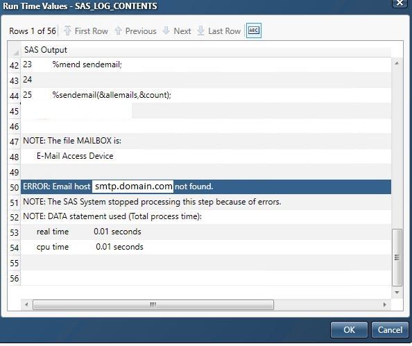 SAS Code Node Log