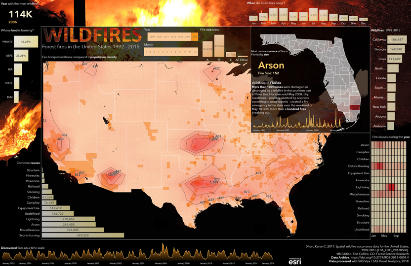 SAS Visual Analytics - Wildfire Infographic Dashboard