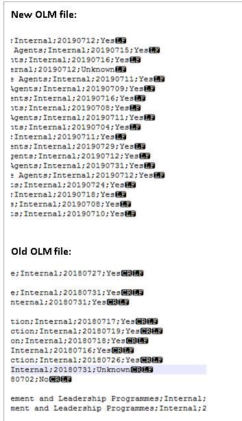 New & old csv files