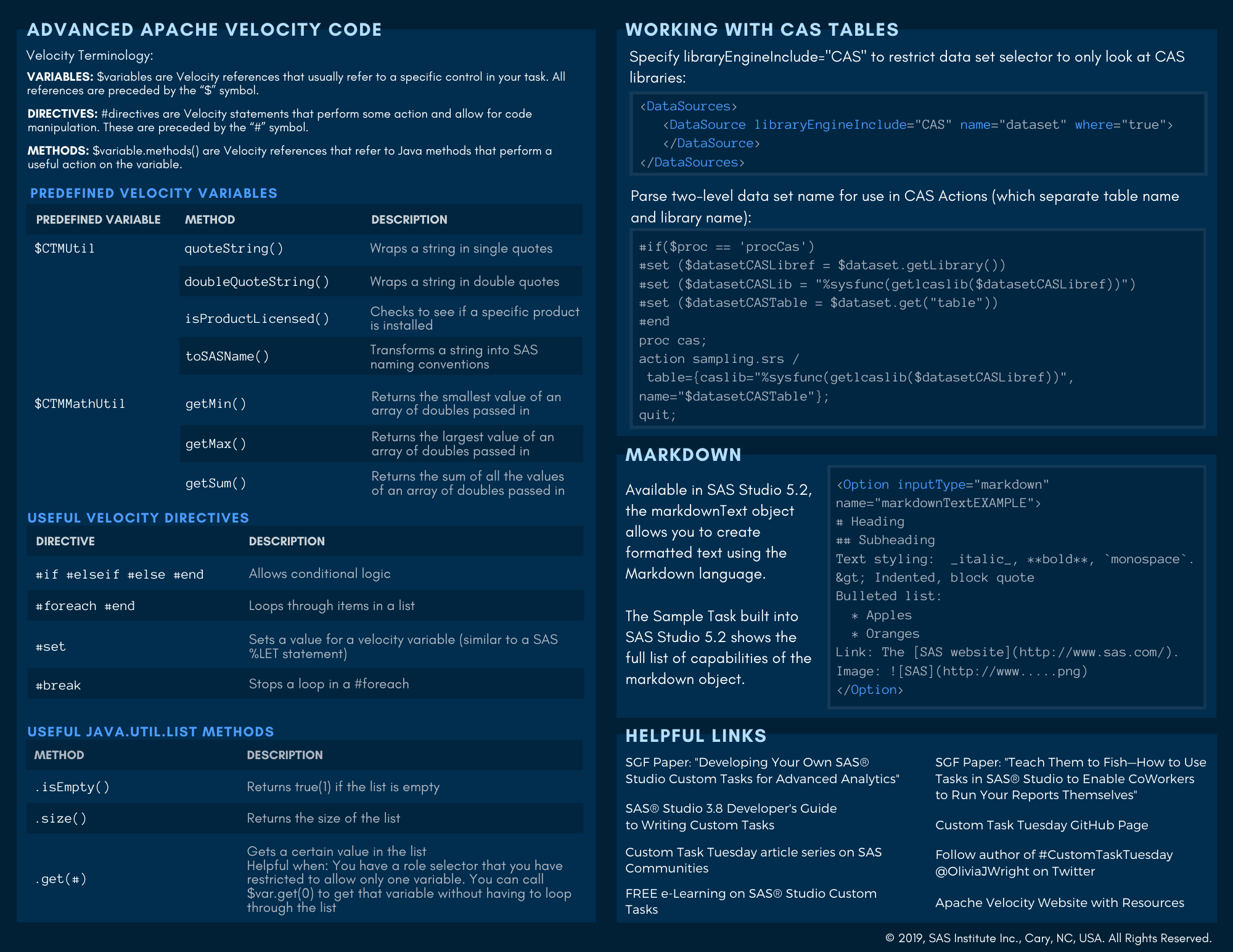 Custom Task Tuesday: Advanced Custom Task Cheat Sheet - SAS Support ...