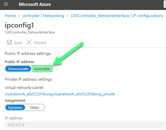 Associate CASController public IP address