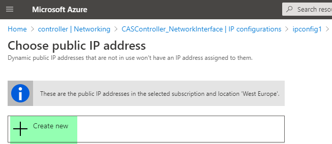 Create new public IP address