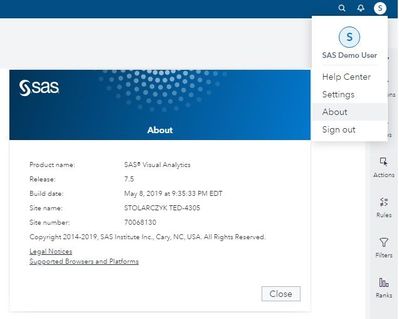 How do I know if I'm running SAS Visual Analytics 7.5?