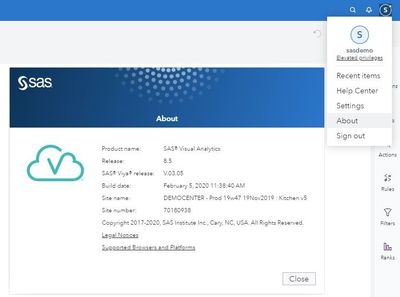 How do I know if I'm running SAS Visual Analytics 8.5?