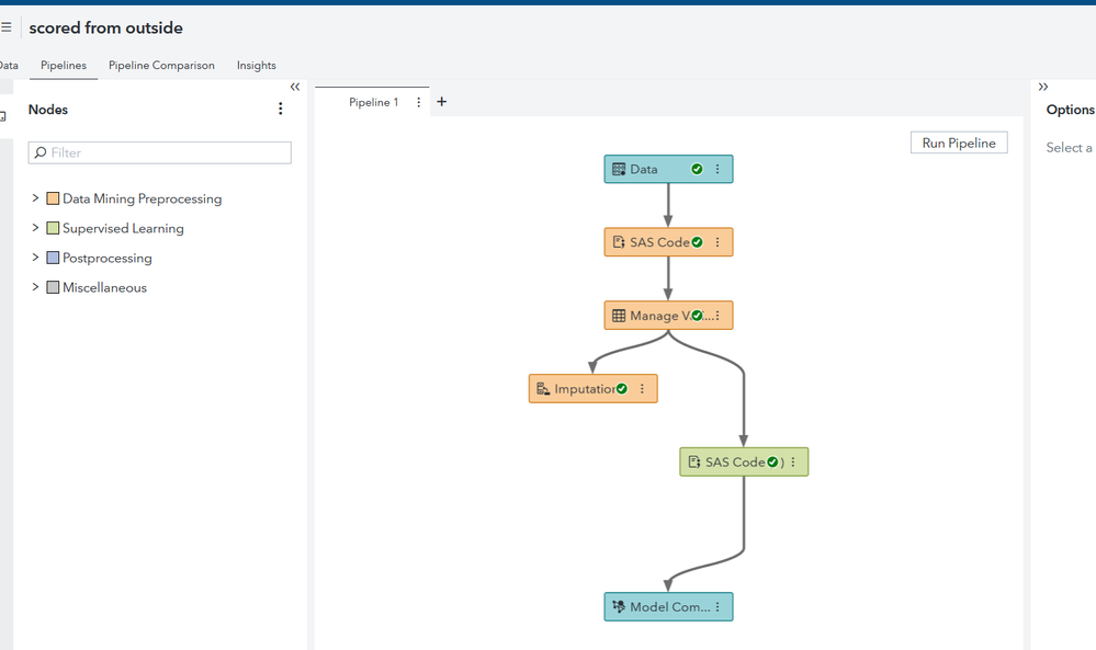 How to use an existing score code in a new pipeline (build models viya ...