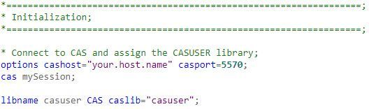Picture 1- Setting up CAS session and library