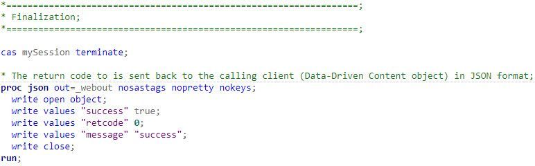 Picture 10- Sending a JSON message back to the DDC informing the job executed successfully