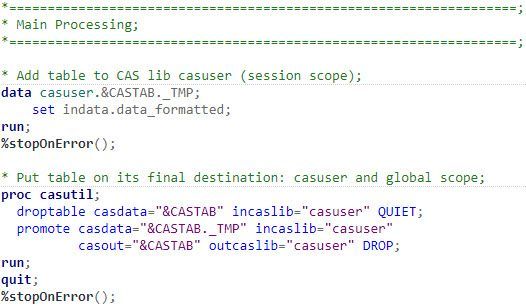 Picture 11- Adapting the SAS code to name the output CAS table according to the parameter