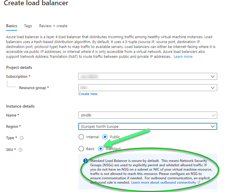 Configure Azure load balancer