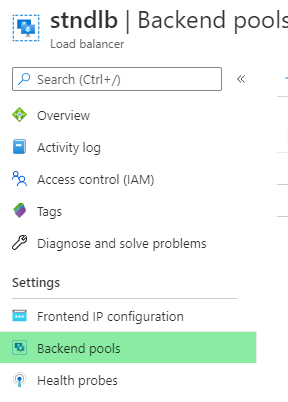 Backend pools from Load Balancer Settings