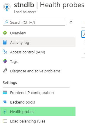 Select the Health probes setting