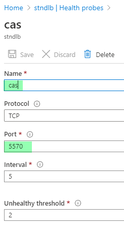 Health probe settings configuration