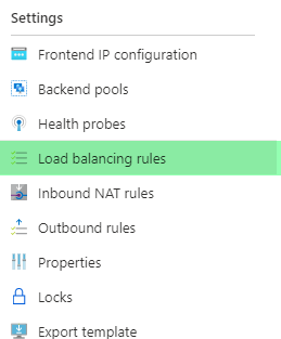Load balancing rules from Load Balancer Settings