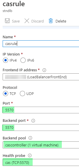 Load balaning rules configuration