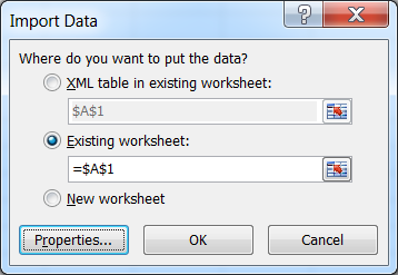Excel Import Data Options