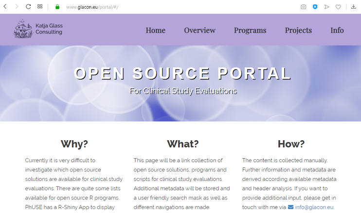 Figure 2: Screenshot of the Open Source Portal for clinical study evaluations