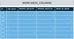 Display 9. Tabulation of Week Columns