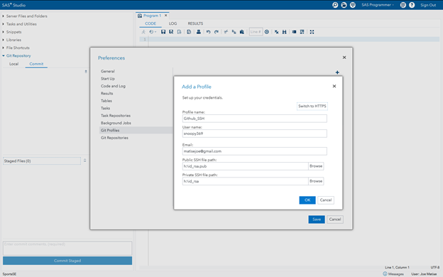 Figure 3. Add a Profile window: SSH