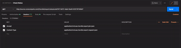 Figure 3: Check status of export job