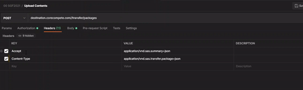 Figure 7: Upload command header