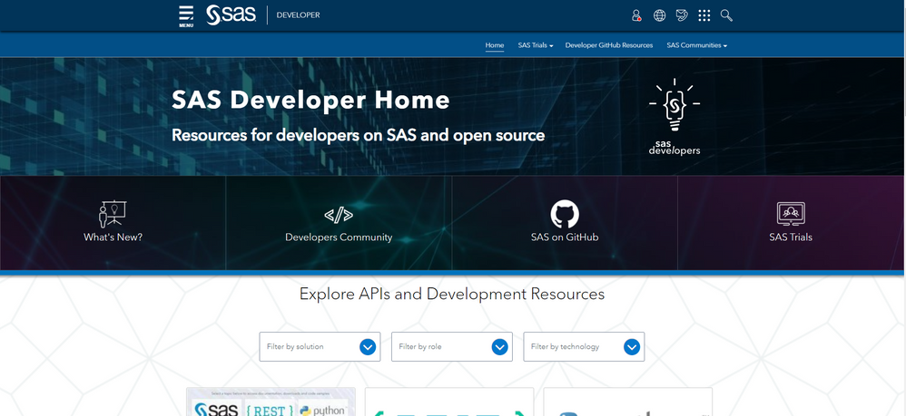 SAS Developer Home