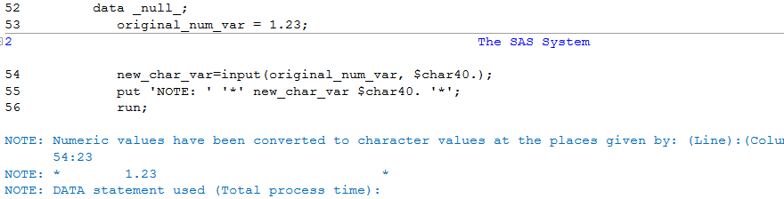 Solved: numeric to character using the input function - SAS Support  Communities