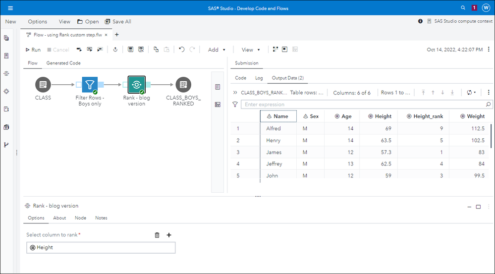 Figure 5 - Custom Step used in a SAS Studio flow