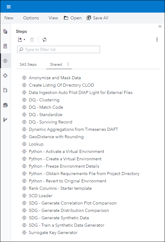 Figure 6 - Steps pane with custom steps downloaded from GitHub repository