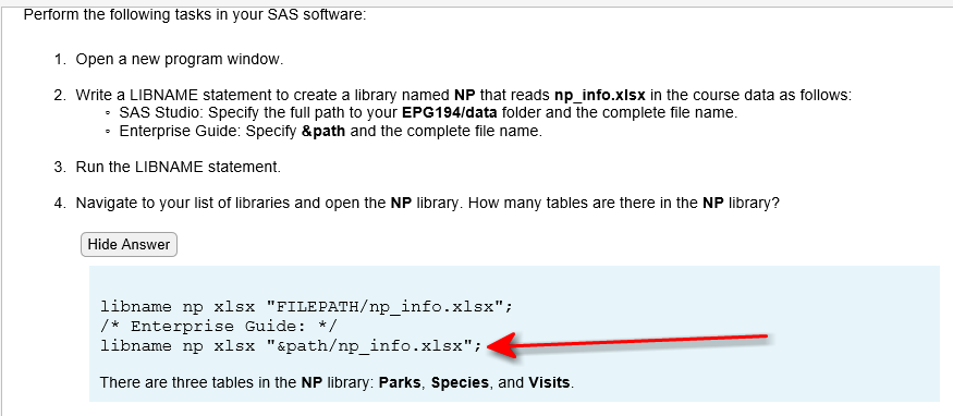 SASProgramming1:E/Lesson 2: Accessing Data (activity). - SAS Support ...