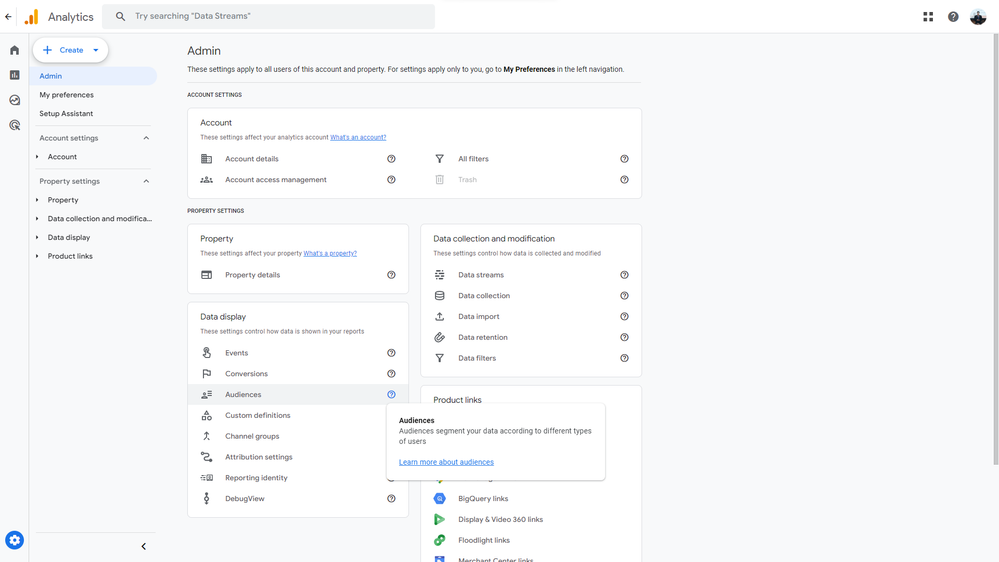 Image 10: GA4 Admin Screen & Defining Audiences