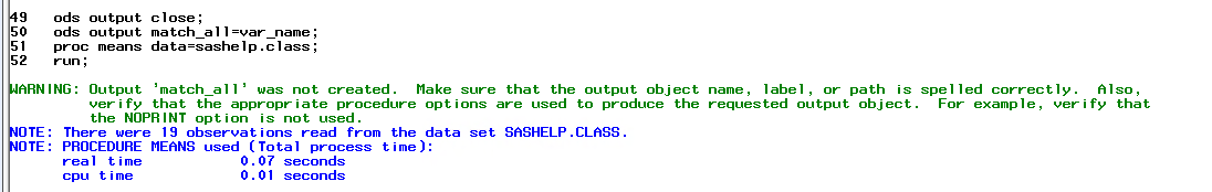 Solved Ods Output Matchall Statement Causing Warnings Sas Support Communities 7578