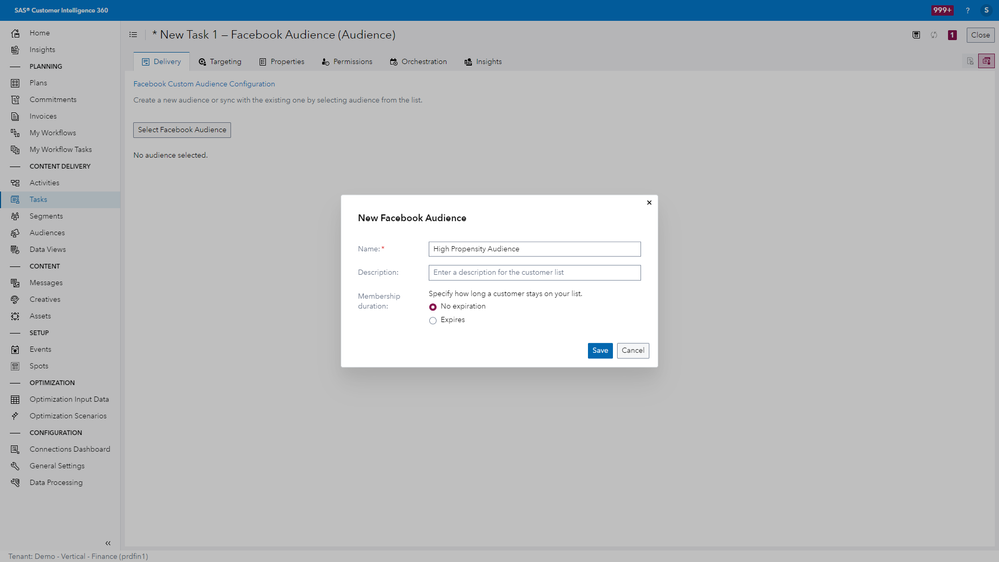 Image 26: Facebook Ads Connector Within SAS Customer Intelligence 360