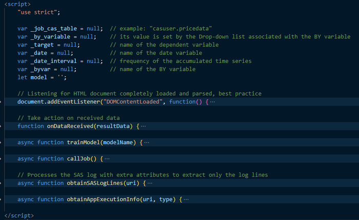Figure 14 - HTML form: script section